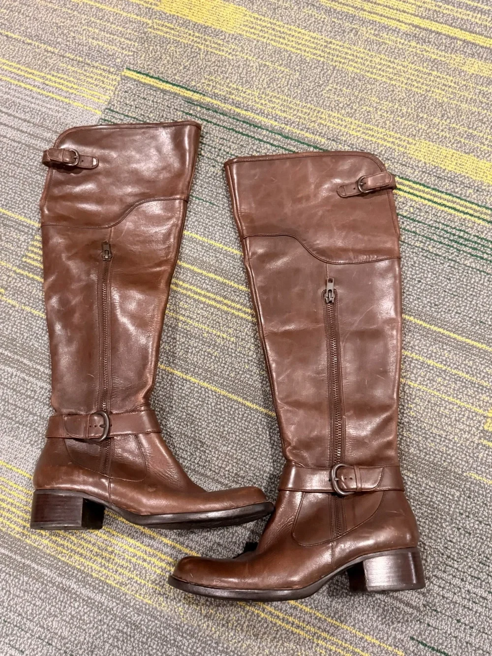 Born Brown Leather Knee High Riding Boots